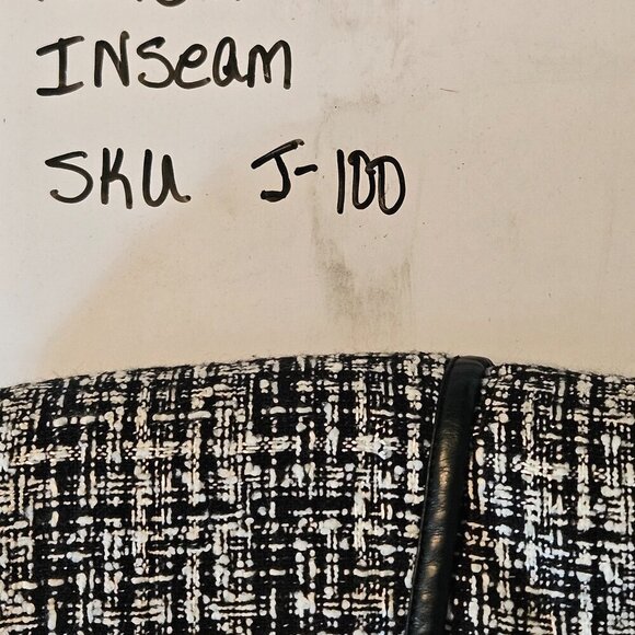 Outback Red Mini Skirt Black & White Size 4 Tweed Knit‎ Faux Leather Waist Trim - Picture 11 of 11